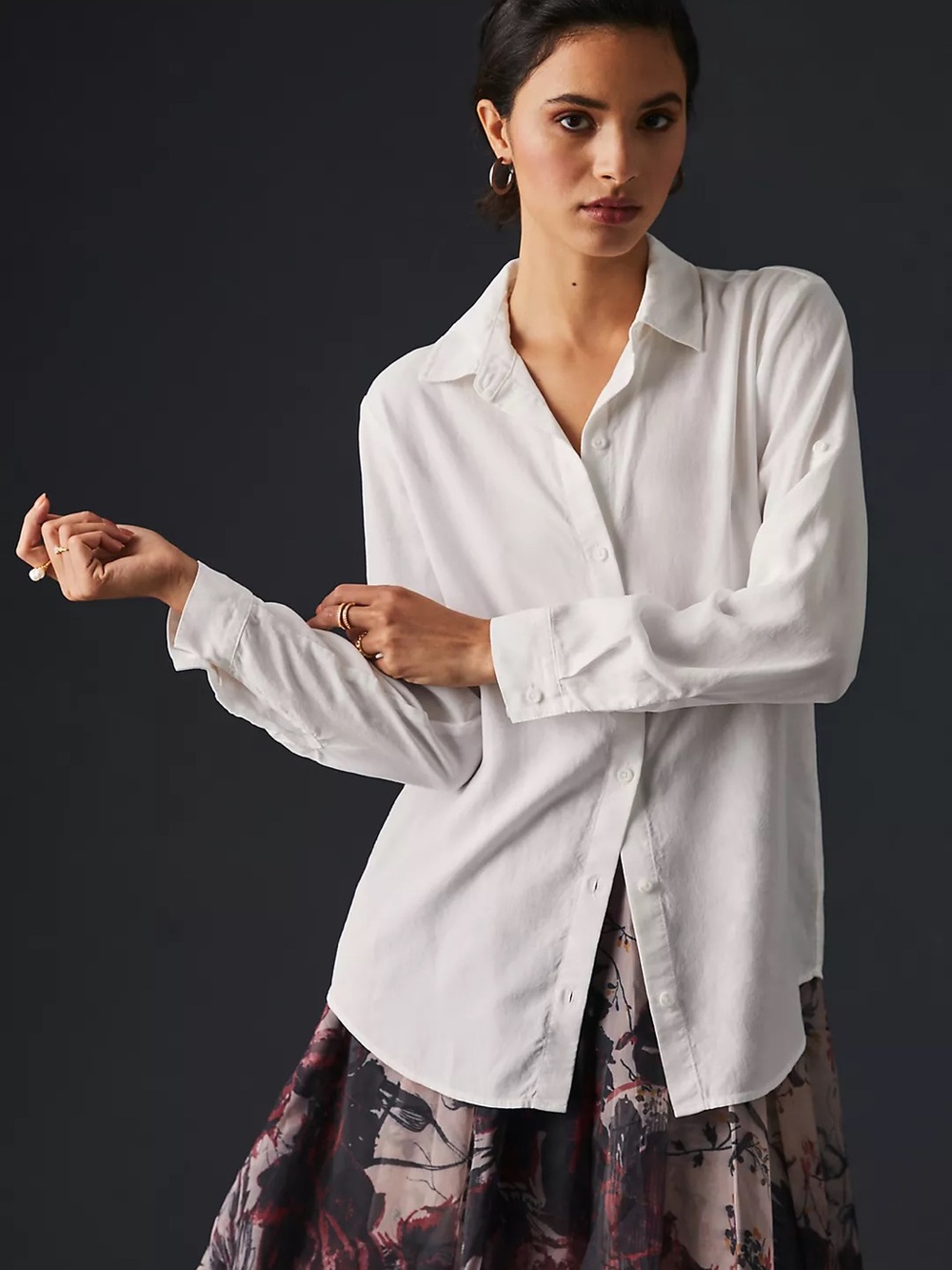 Anthropologie Cloth and Stone Classic Button-down Shirt in White Medium NWT